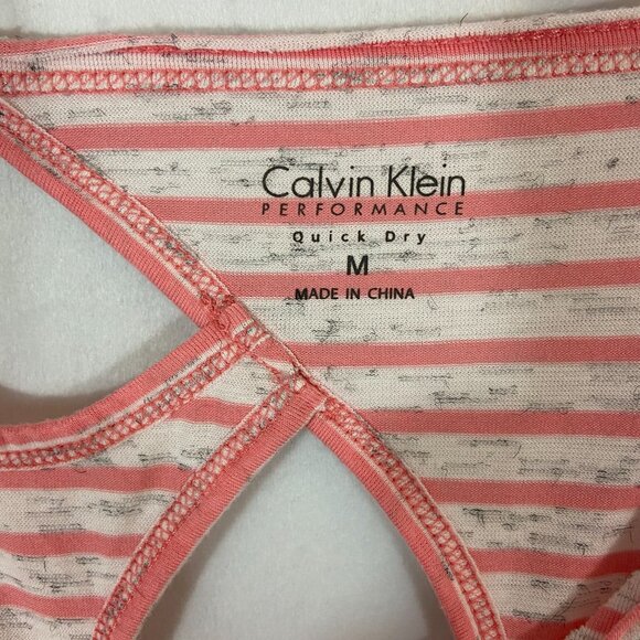 Calvin Klein Women's Top Scoop Neck Short Sleeve Striped Sz M Teardrop Back NWOT - Picture 7 of 8